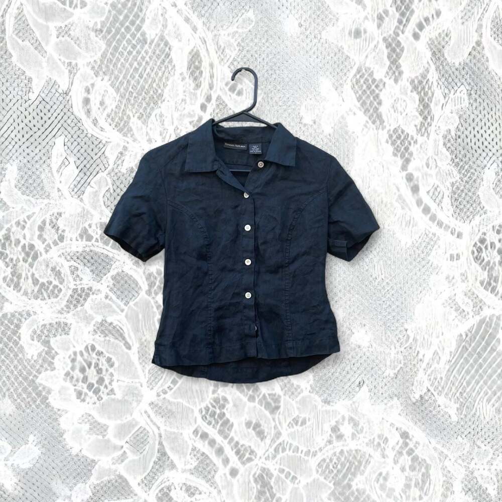 Banana Republic Black Linen Button Down Shirt